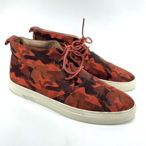 Del Toro Mens Size 13 Orange Red Camo Chukka Suede Leather High Top Shoes